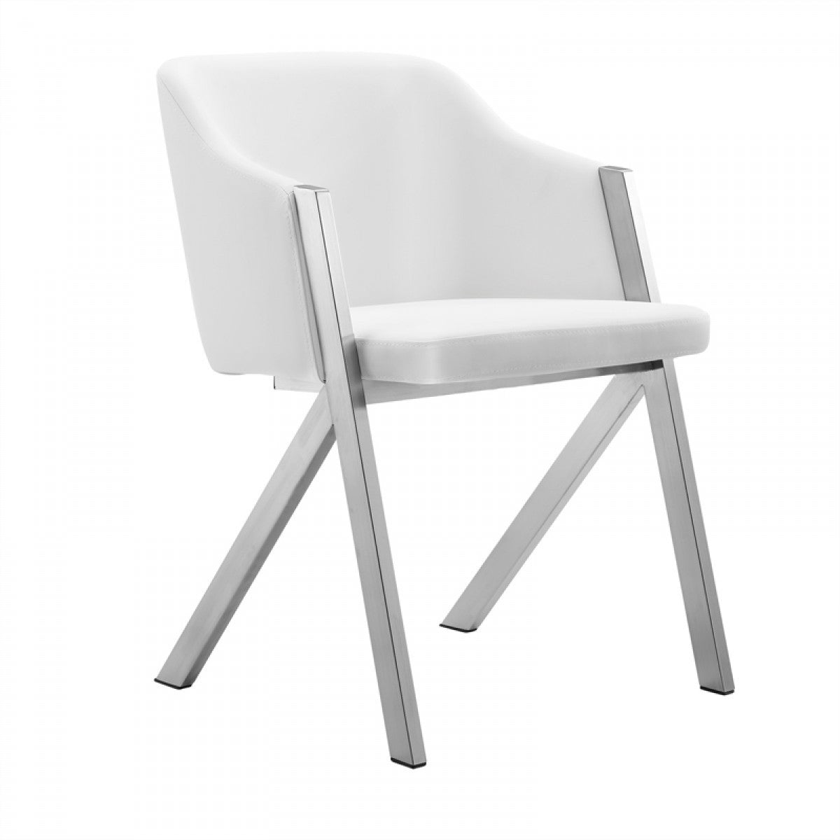 Set of Two White Faux Leather Modern Dining Chairs By Homeroots - 472150 | Dining Chairs | Modishstore