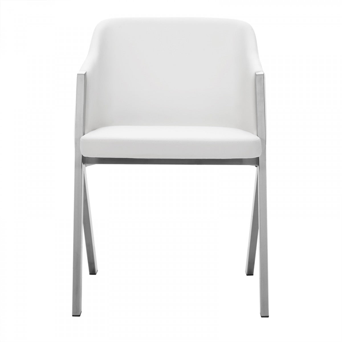 Set of Two White Faux Leather Modern Dining Chairs By Homeroots - 472150 | Dining Chairs | Modishstore - 2