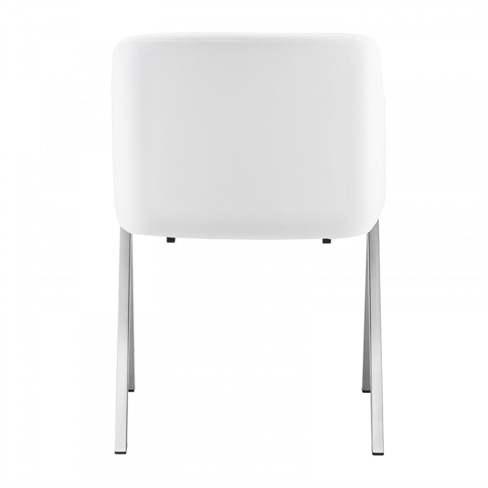 Set of Two White Faux Leather Modern Dining Chairs By Homeroots - 472150 | Dining Chairs | Modishstore - 4