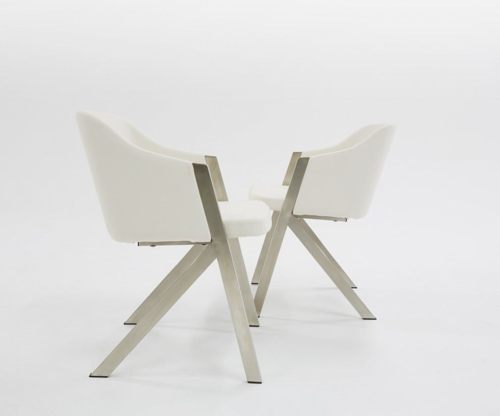 Set of Two White Faux Leather Modern Dining Chairs By Homeroots - 472150 | Dining Chairs | Modishstore - 5