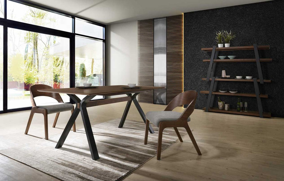Set of Two Gray Walnut Fabric Modern Dining Chairs By Homeroots | Dining Chairs | Modishstore - 2