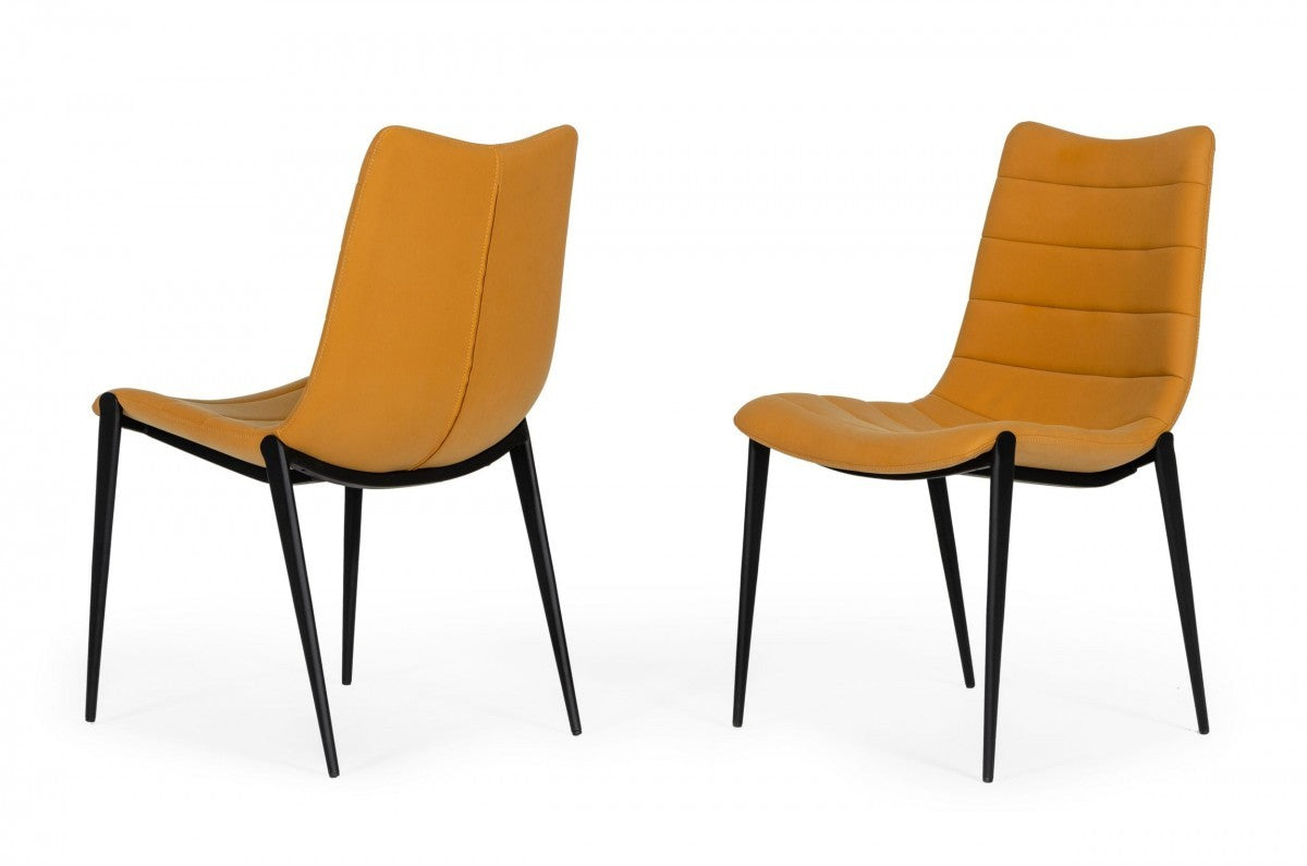 Set of Two Tan Faux Leather Industrial Dining Chairs By Homeroots | Dining Chairs | Modishstore