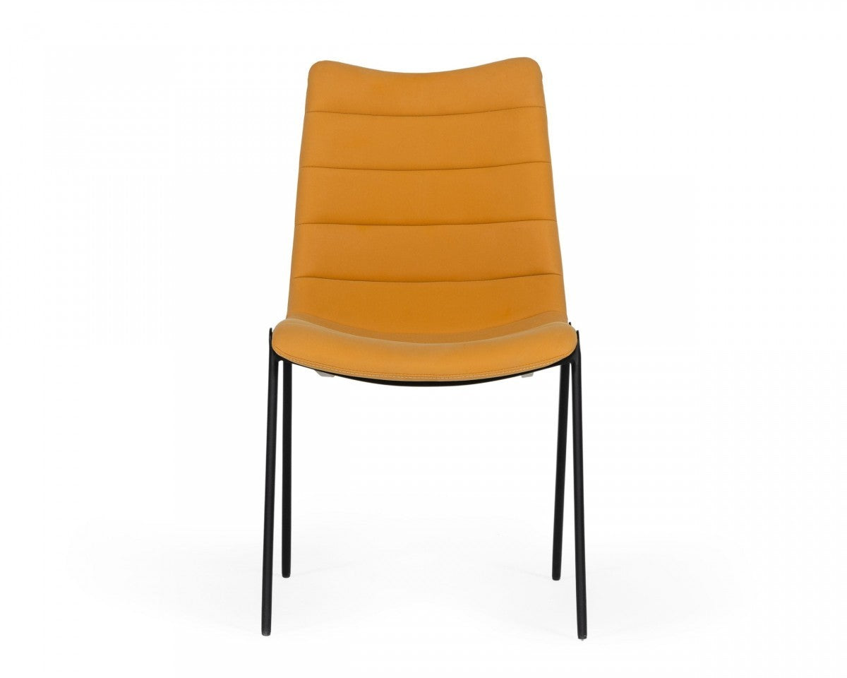 Set of Two Tan Faux Leather Industrial Dining Chairs By Homeroots | Dining Chairs | Modishstore - 2