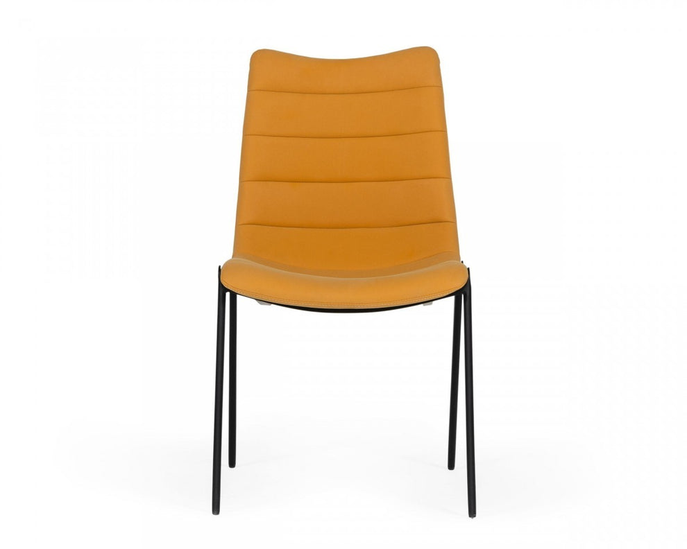 Set of Two Tan Faux Leather Industrial Dining Chairs By Homeroots | Dining Chairs | Modishstore - 2
