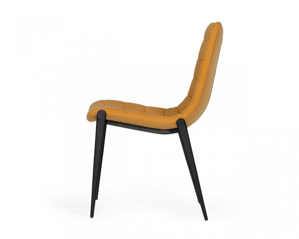 Set of Two Tan Faux Leather Industrial Dining Chairs By Homeroots | Dining Chairs | Modishstore - 3