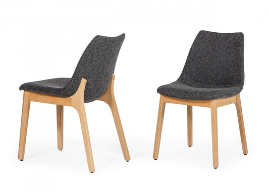 Set of Two Dark Gray Fabric Dining Chairs By Homeroots | Dining Chairs | Modishstore