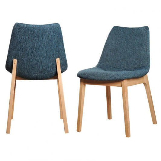 Set of Two Blue Fabric Dining Chairs By Homeroots | Dining Chairs | Modishstore