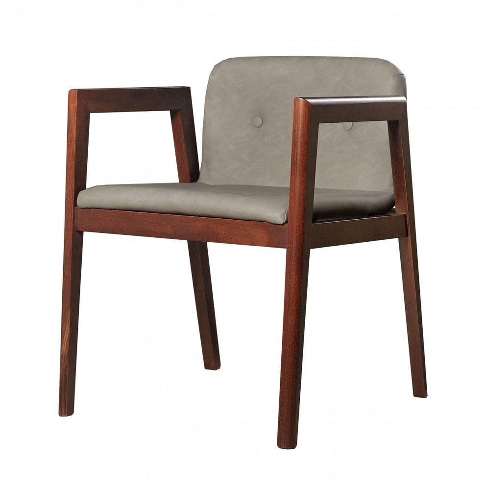 Set of Two Dark Gray Faux Leather Dining Chairs By Homeroots | Dining Chairs | Modishstore - 2
