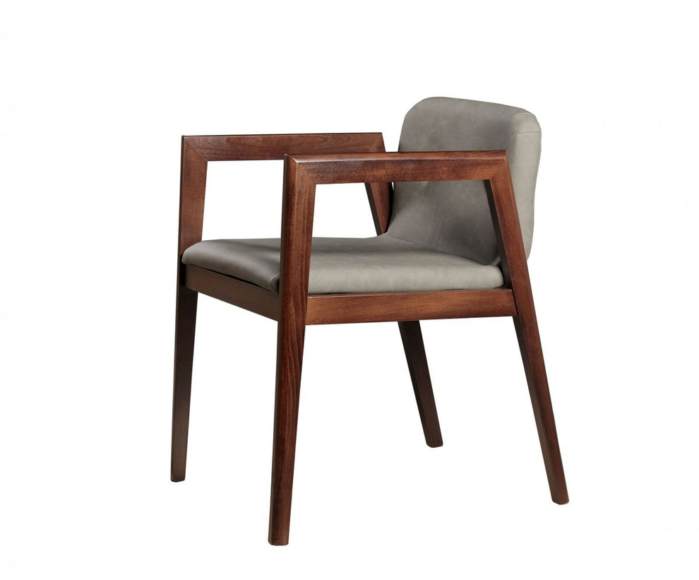 Set of Two Dark Gray Faux Leather Dining Chairs By Homeroots | Dining Chairs | Modishstore - 4