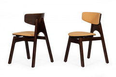 Set of Two Beige Faux Leather Modern Dining Chairs By Homeroots