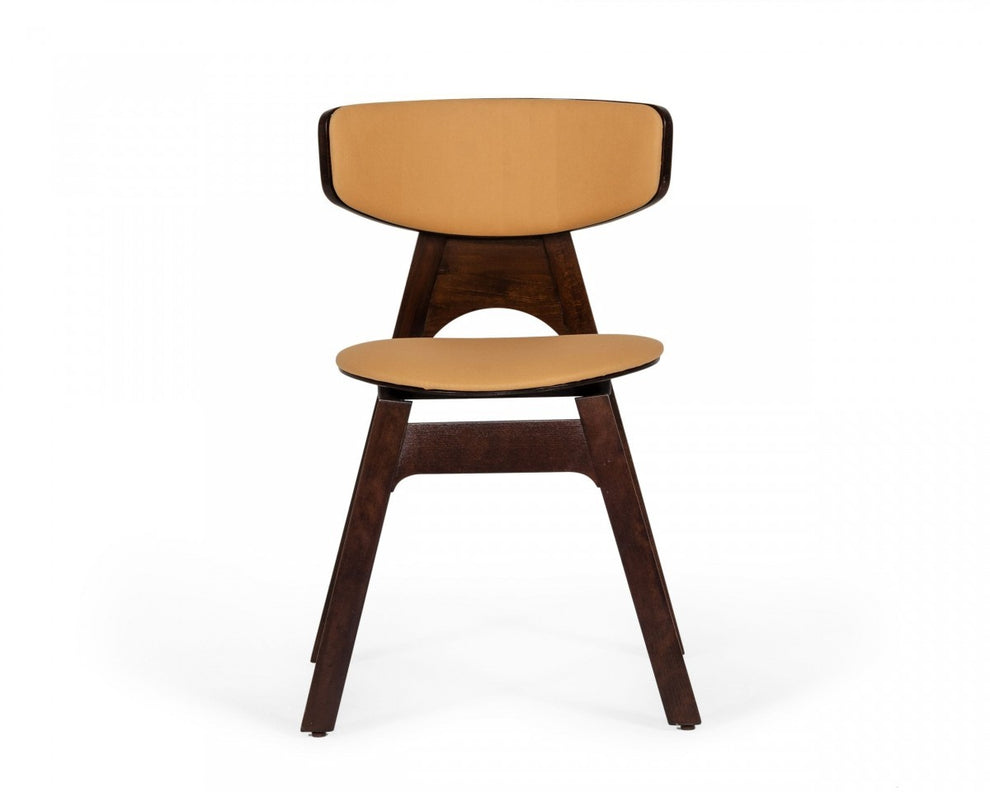 Set of Two Beige Faux Leather Modern Dining Chairs By Homeroots | Dining Chairs | Modishstore - 2