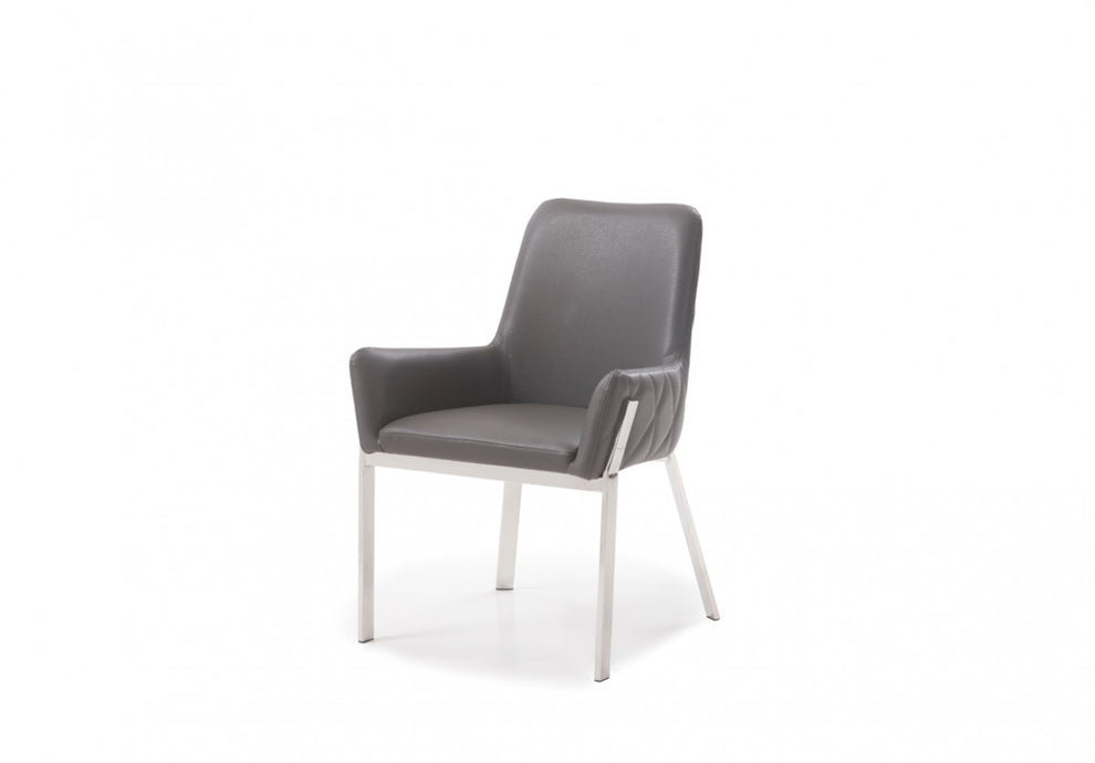 Grey Faux Leather Dining Chair By Homeroots | Dining Chairs | Modishstore