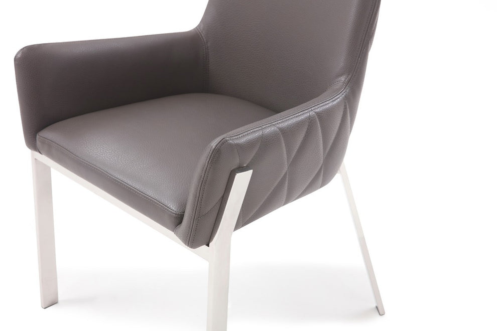Grey Faux Leather Dining Chair By Homeroots | Dining Chairs | Modishstore - 3