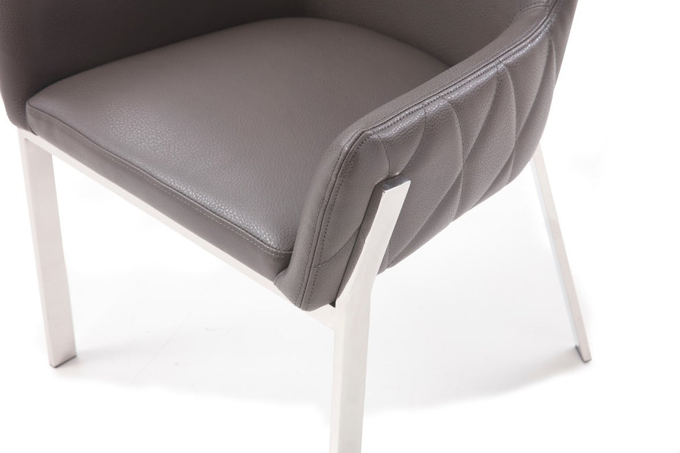 Grey Faux Leather Dining Chair By Homeroots | Dining Chairs | Modishstore - 6