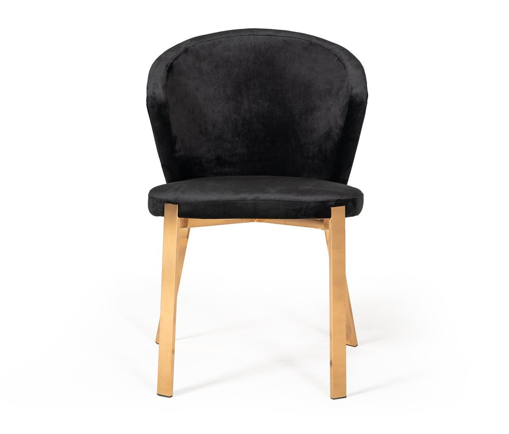 Set of Two Black Velvet Rosegold Dining Chairs By Homeroots | Dining Chairs | Modishstore - 2