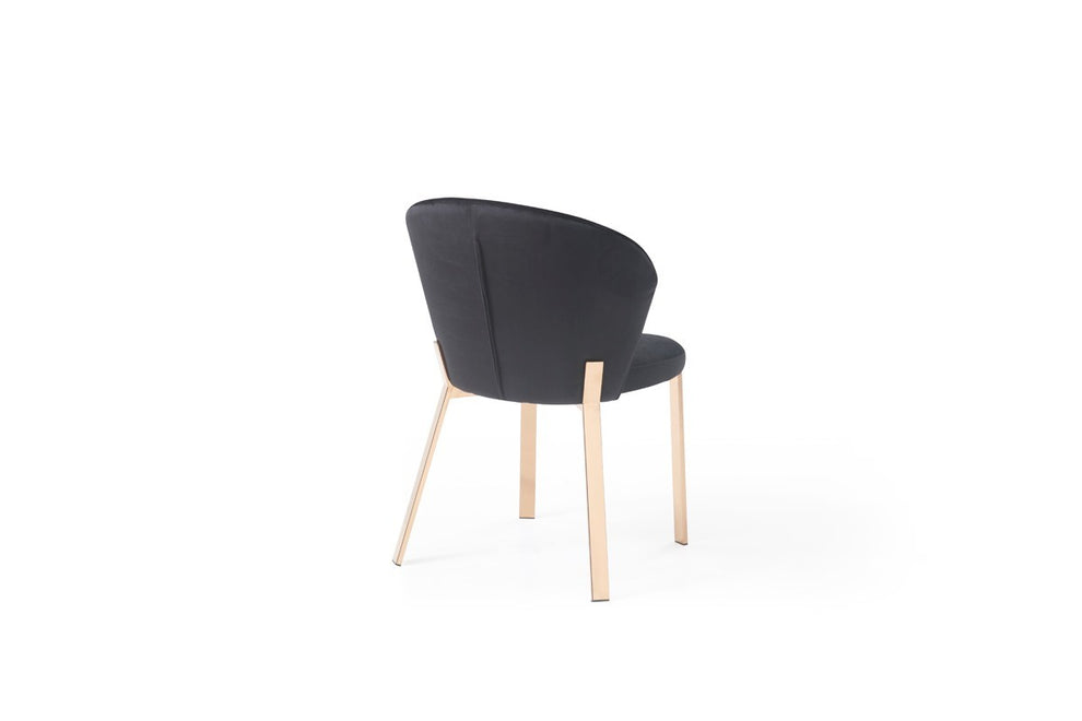 Set of Two Black Velvet Rosegold Dining Chairs By Homeroots | Dining Chairs | Modishstore - 5