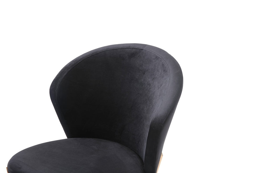 Set of Two Black Velvet Rosegold Dining Chairs By Homeroots | Dining Chairs | Modishstore - 7