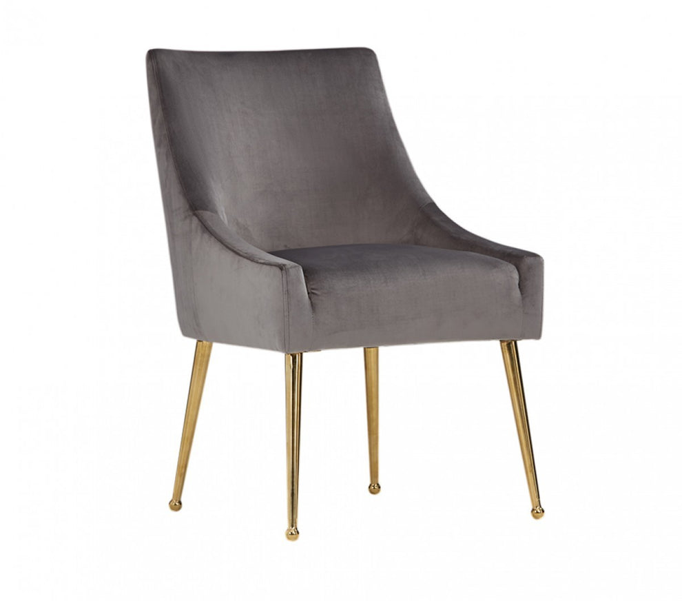 Set of Two Gray Rosegold Velvet Dining Chairs By Homeroots | Dining Chairs | Modishstore