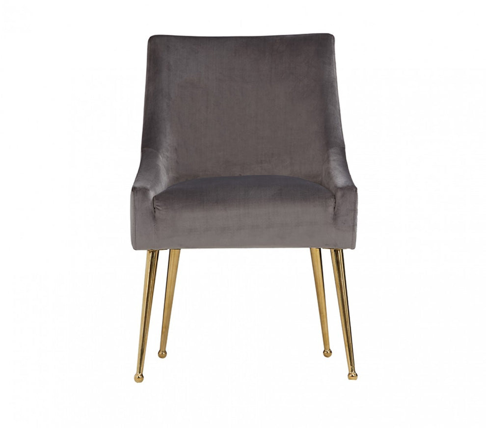 Set of Two Gray Rosegold Velvet Dining Chairs By Homeroots | Dining Chairs | Modishstore - 2