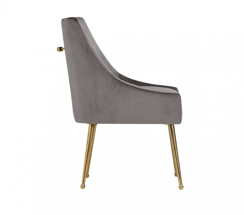 Set of Two Gray Rosegold Velvet Dining Chairs By Homeroots | Dining Chairs | Modishstore - 3