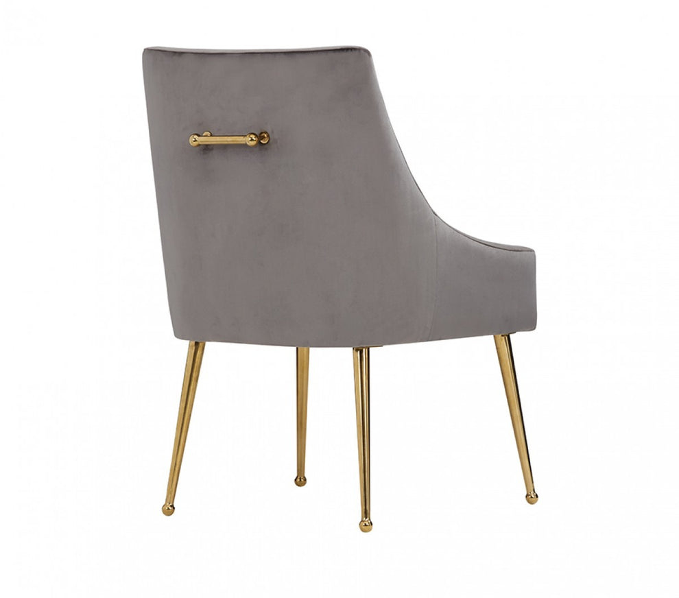 Set of Two Gray Rosegold Velvet Dining Chairs By Homeroots | Dining Chairs | Modishstore - 4