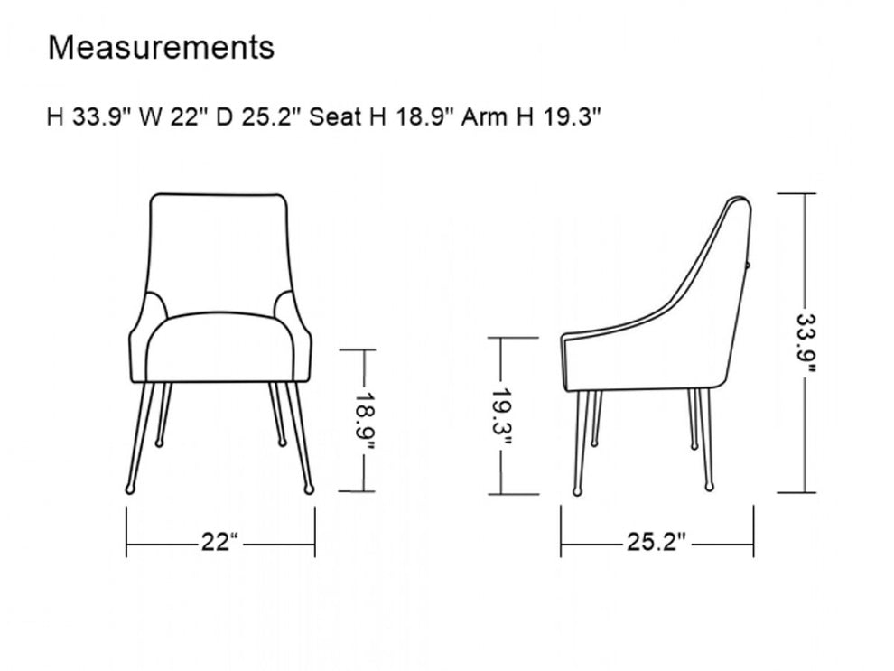 Set of Two Gray Rosegold Velvet Dining Chairs By Homeroots | Dining Chairs | Modishstore - 10