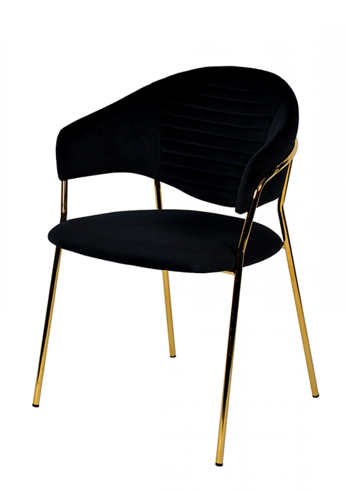 Set of Two Black Gold Velvet Modern Dining Chairs By Homeroots | Dining Chairs | Modishstore - 2