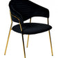 Set of Two Black Gold Velvet Modern Dining Chairs By Homeroots | Dining Chairs | Modishstore - 3