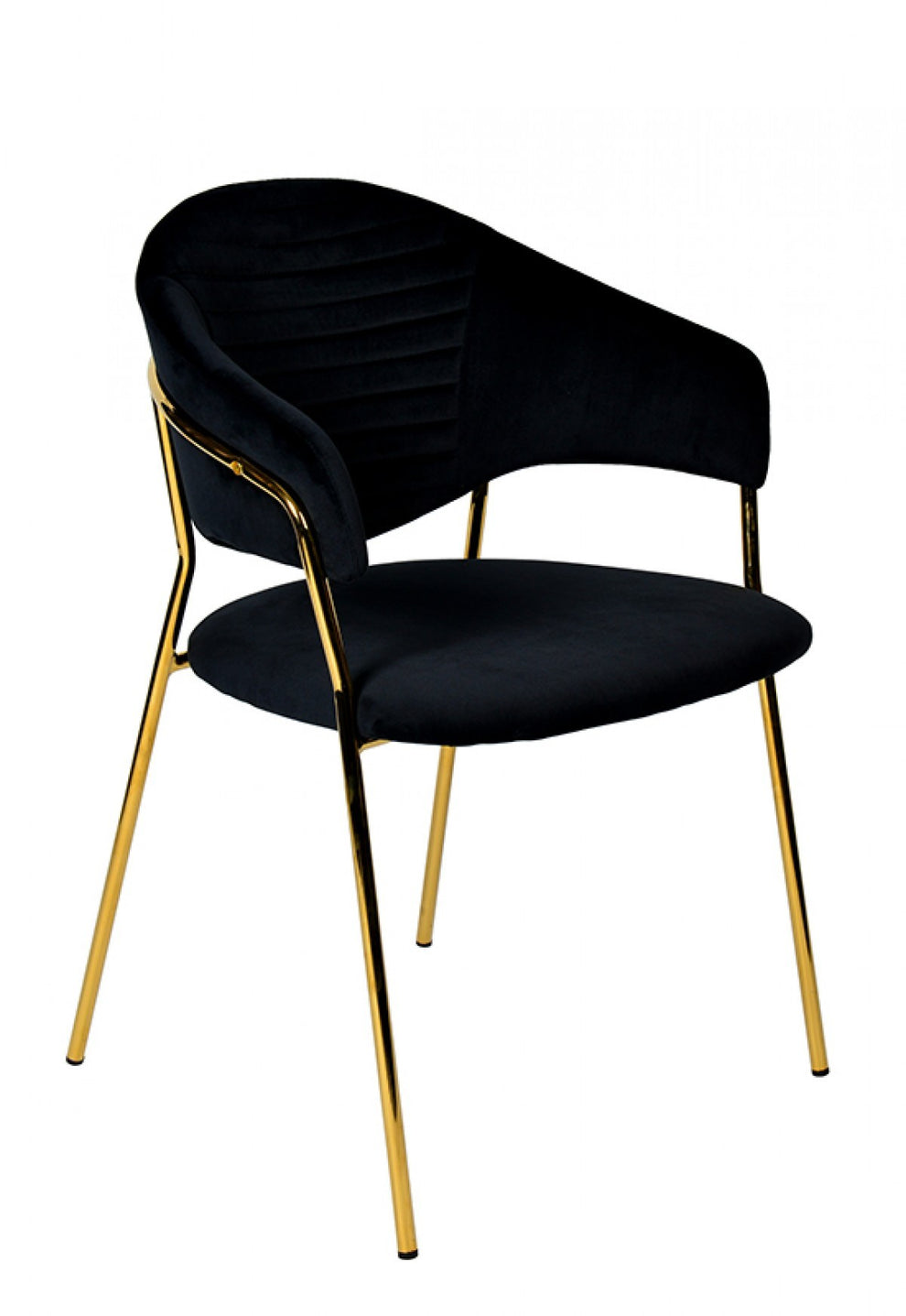 Set of Two Black Gold Velvet Modern Dining Chairs By Homeroots | Dining Chairs | Modishstore - 3
