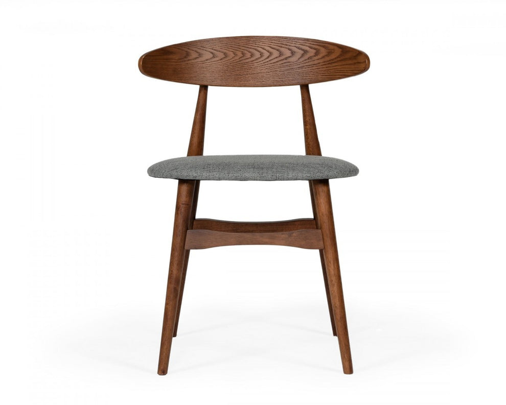 Set of Two Gray Walnut Fabric Dining Chairs By Homeroots | Dining Chairs | Modishstore - 3