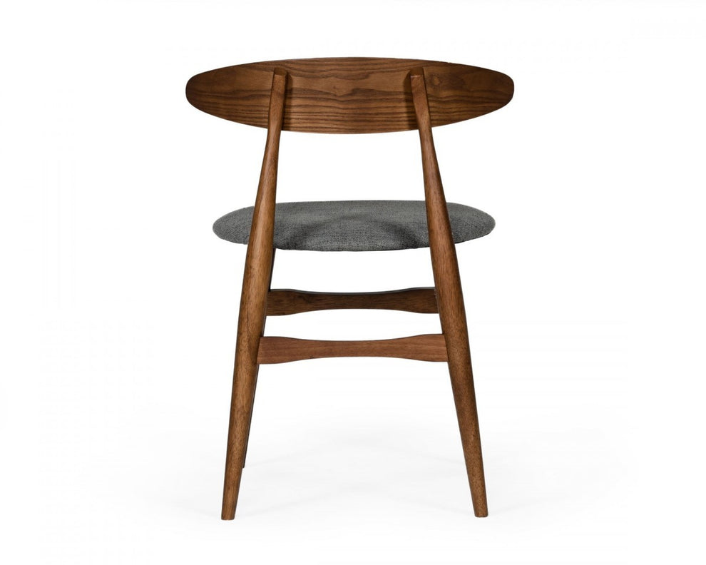 Set of Two Gray Walnut Fabric Dining Chairs By Homeroots | Dining Chairs | Modishstore - 5