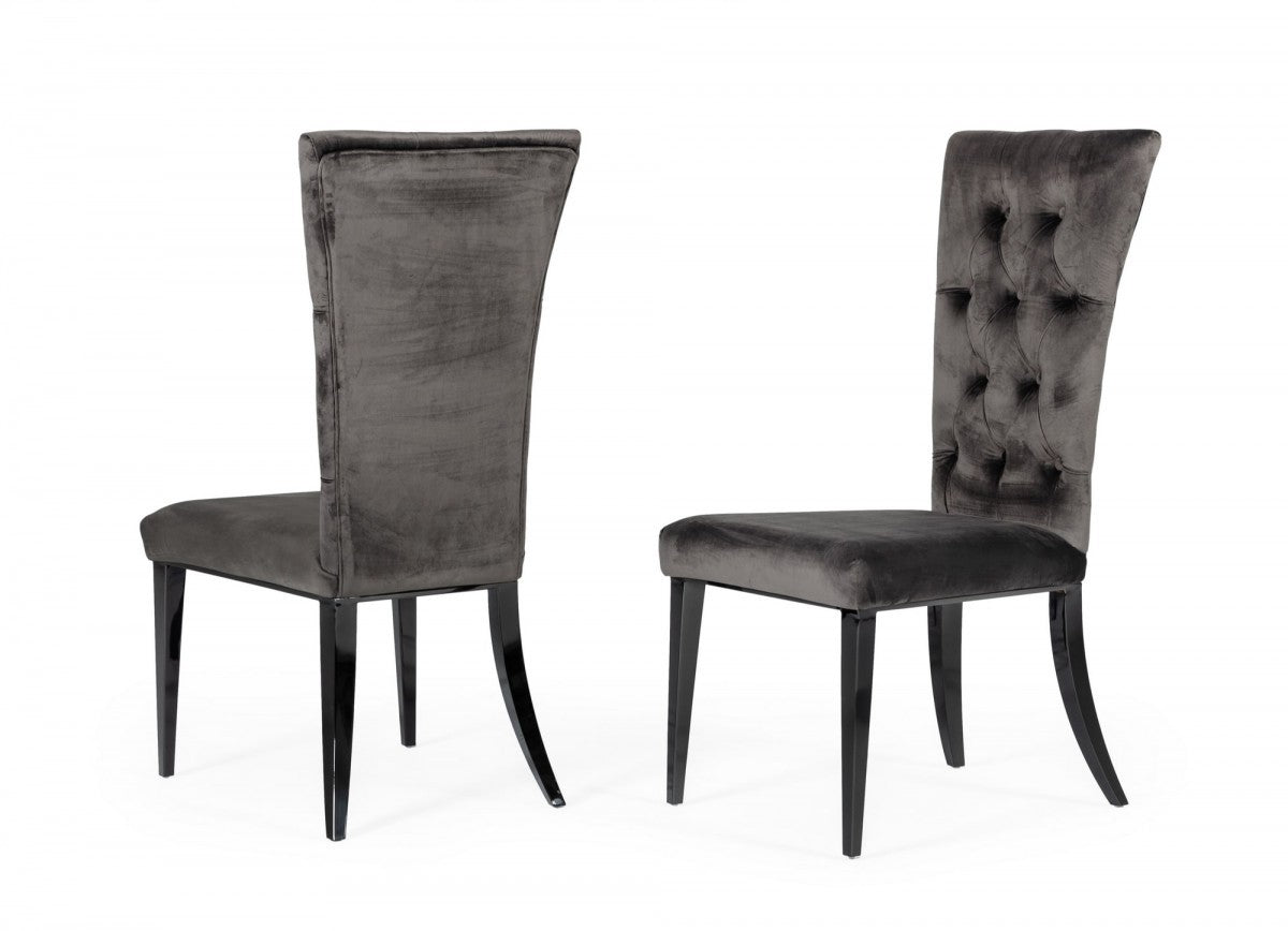Set of Two Gray Velvet Modern Dining Chairs By Homeroots | Dining Chairs | Modishstore
