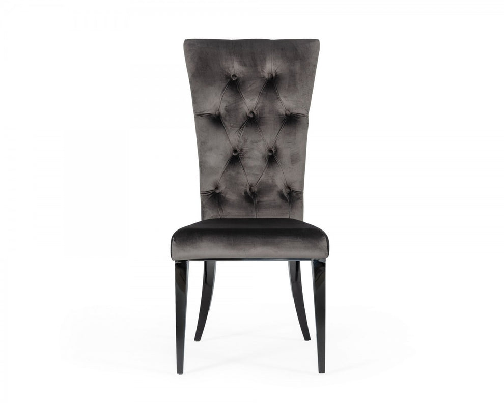 Set of Two Gray Velvet Modern Dining Chairs By Homeroots | Dining Chairs | Modishstore - 2