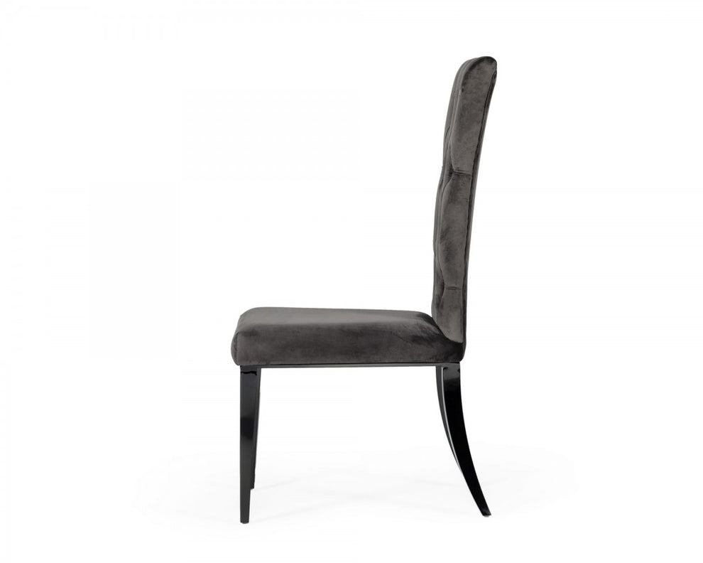 Set of Two Gray Velvet Modern Dining Chairs By Homeroots | Dining Chairs | Modishstore - 3