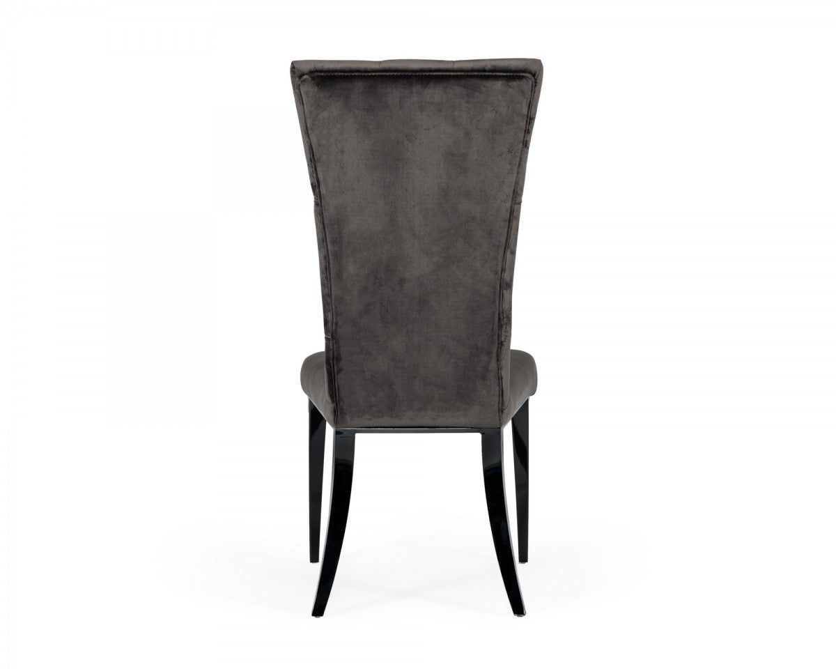 Set of Two Gray Velvet Modern Dining Chairs By Homeroots | Dining Chairs | Modishstore - 4