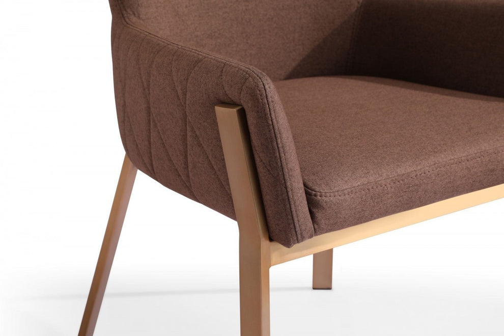 Brown Brass Dining Chair By Homeroots | Dining Chairs | Modishstore - 5