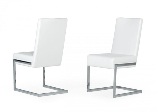 Set of Two White Silver Modern Dining Chairs By Homeroots | Dining Chairs | Modishstore