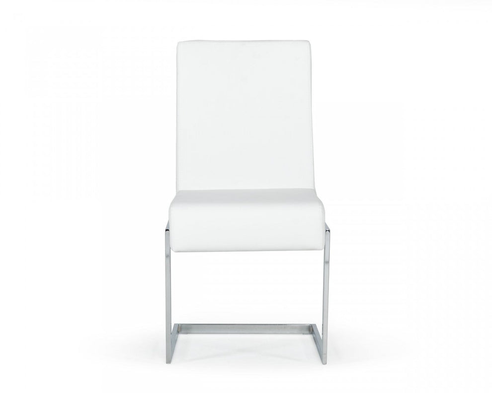 Set of Two White Silver Modern Dining Chairs By Homeroots | Dining Chairs | Modishstore - 2