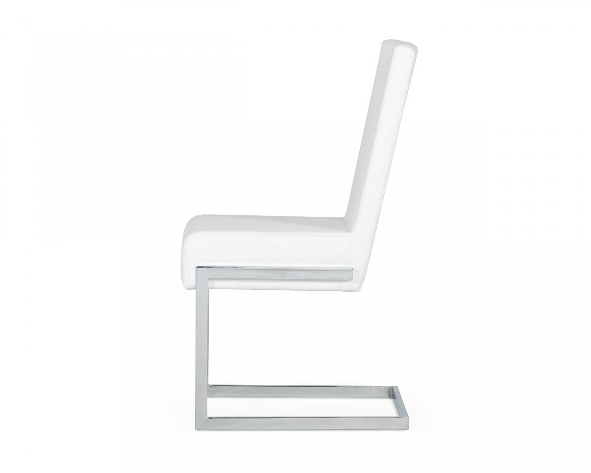 Set of Two White Silver Modern Dining Chairs By Homeroots | Dining Chairs | Modishstore - 3