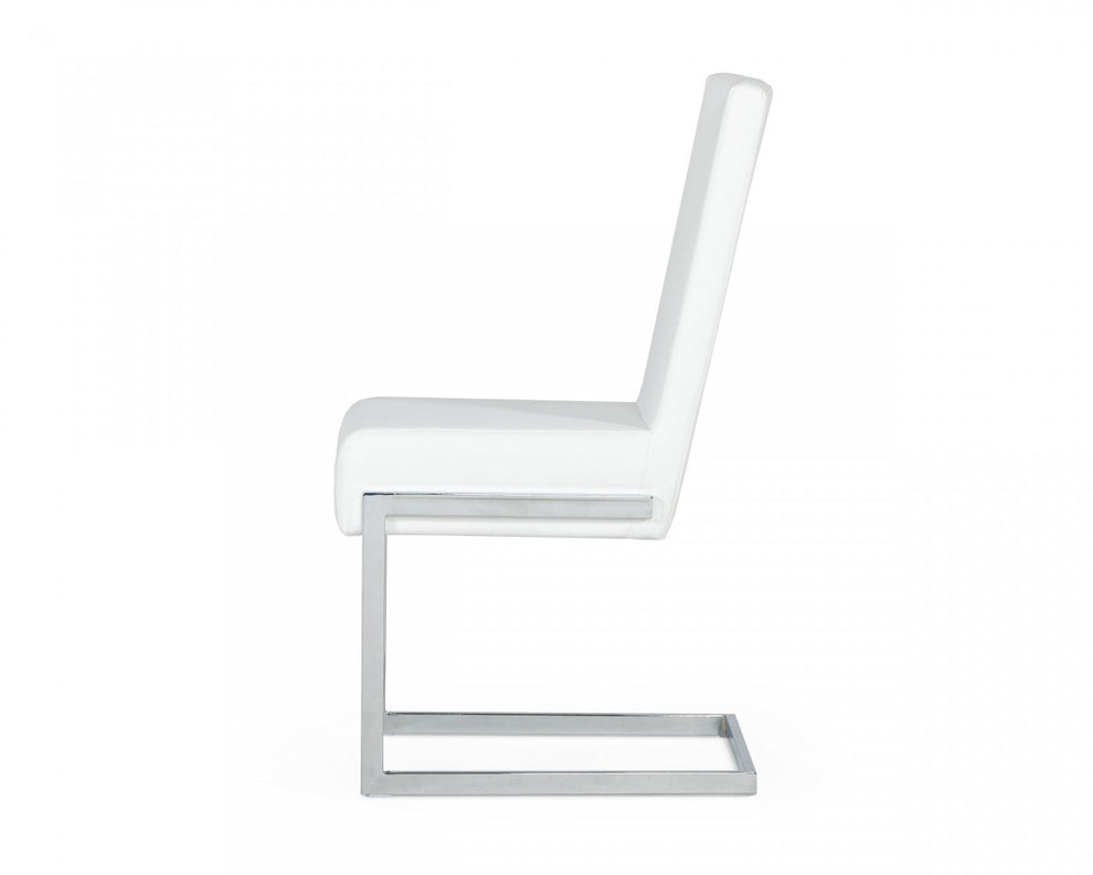 Set of Two White Silver Modern Dining Chairs By Homeroots | Dining Chairs | Modishstore - 3