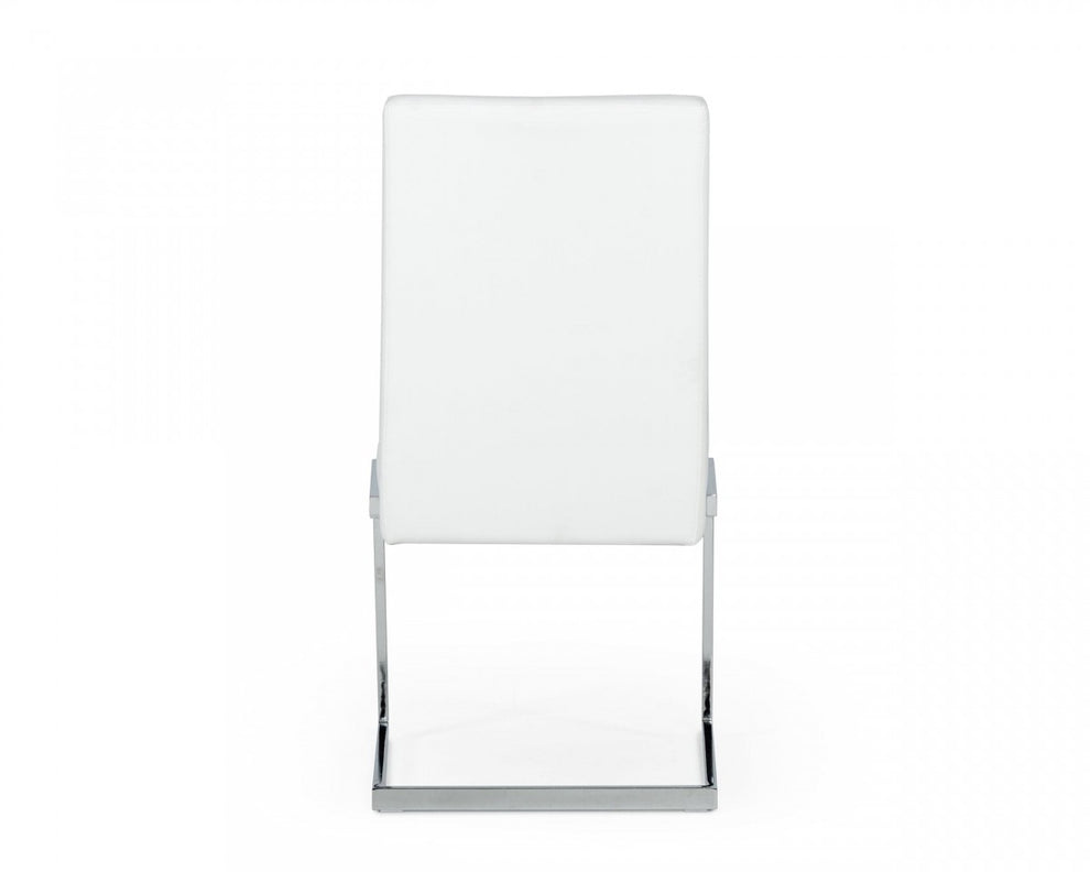 Set of Two White Silver Modern Dining Chairs By Homeroots | Dining Chairs | Modishstore - 4