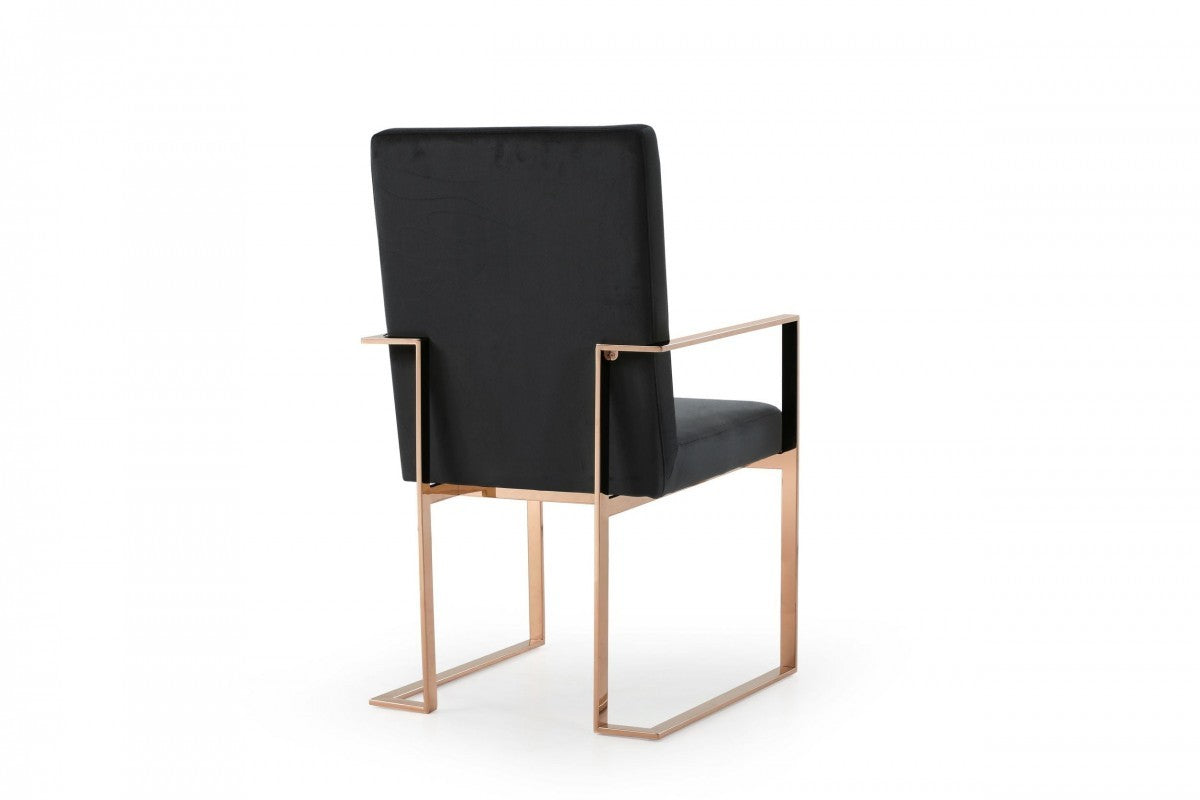 Black Rosegold Velvet Dining Chair By Homeroots | Dining Chairs | Modishstore - 3