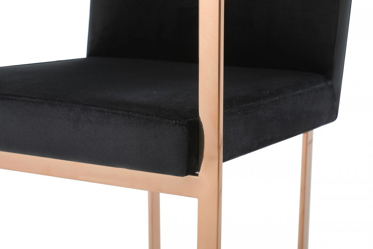 Black Rosegold Velvet Dining Chair By Homeroots | Dining Chairs | Modishstore - 5