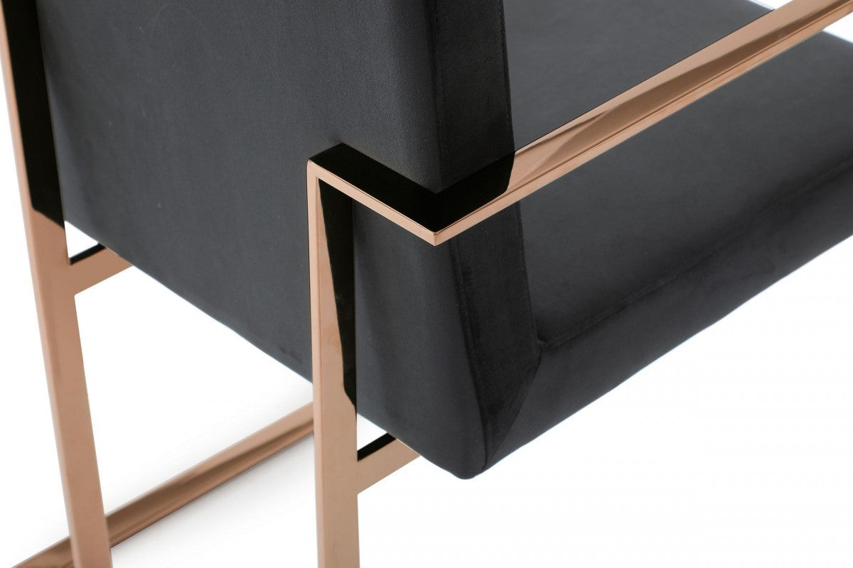 Black Rosegold Velvet Dining Chair By Homeroots | Dining Chairs | Modishstore - 6