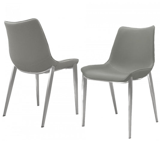 Set of Two Gray Faux Leather Modern Dining Chairs By Homeroots | Dining Chairs | Modishstore