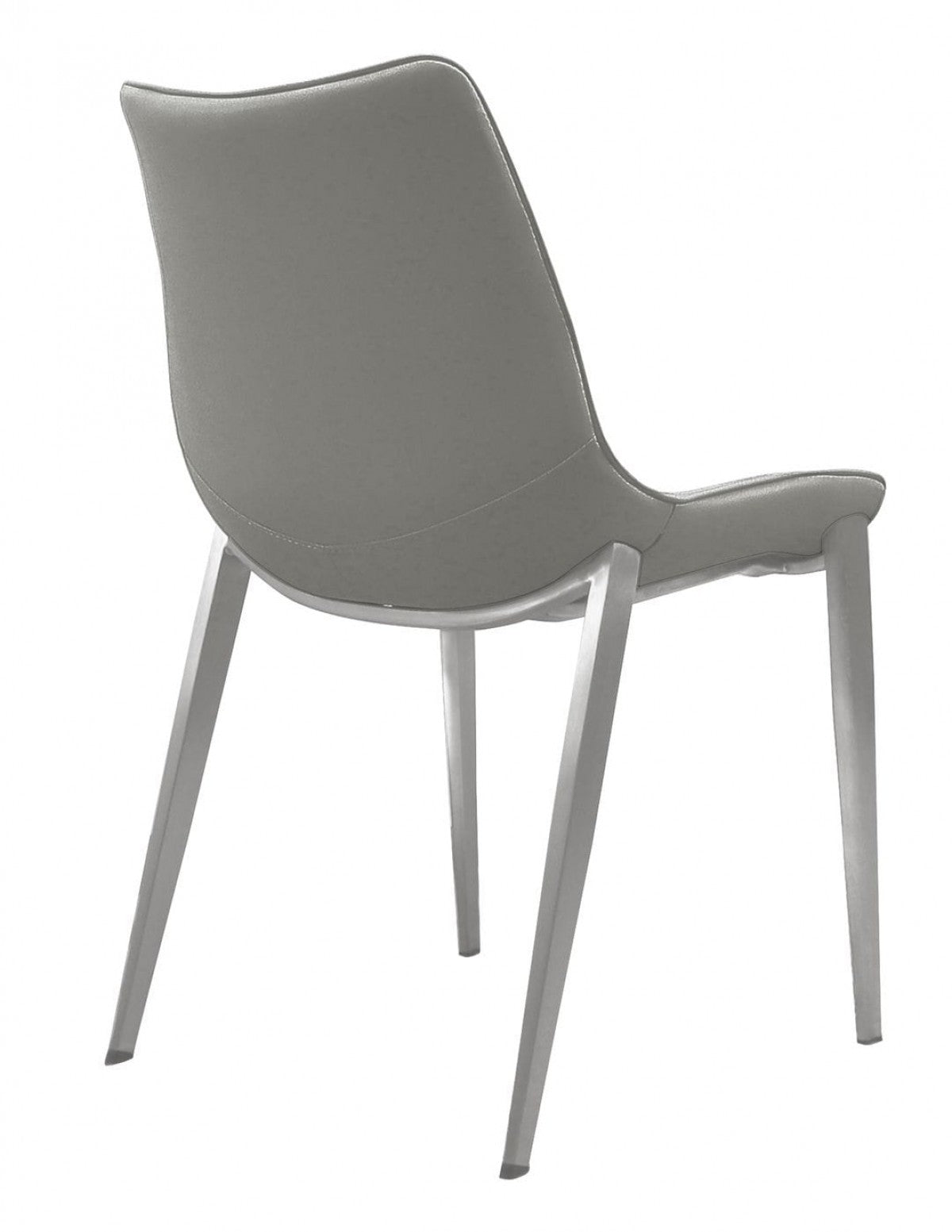 Set of Two Gray Faux Leather Modern Dining Chairs By Homeroots | Dining Chairs | Modishstore - 4