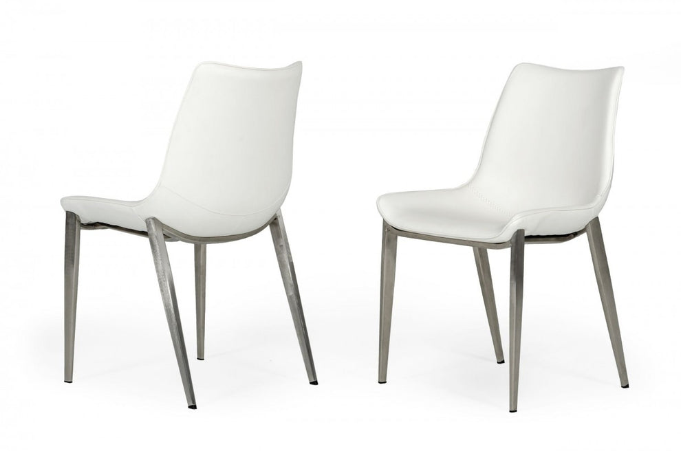 Set of Two Gray Faux Leather Modern Dining Chairs By Homeroots | Dining Chairs | Modishstore - 6