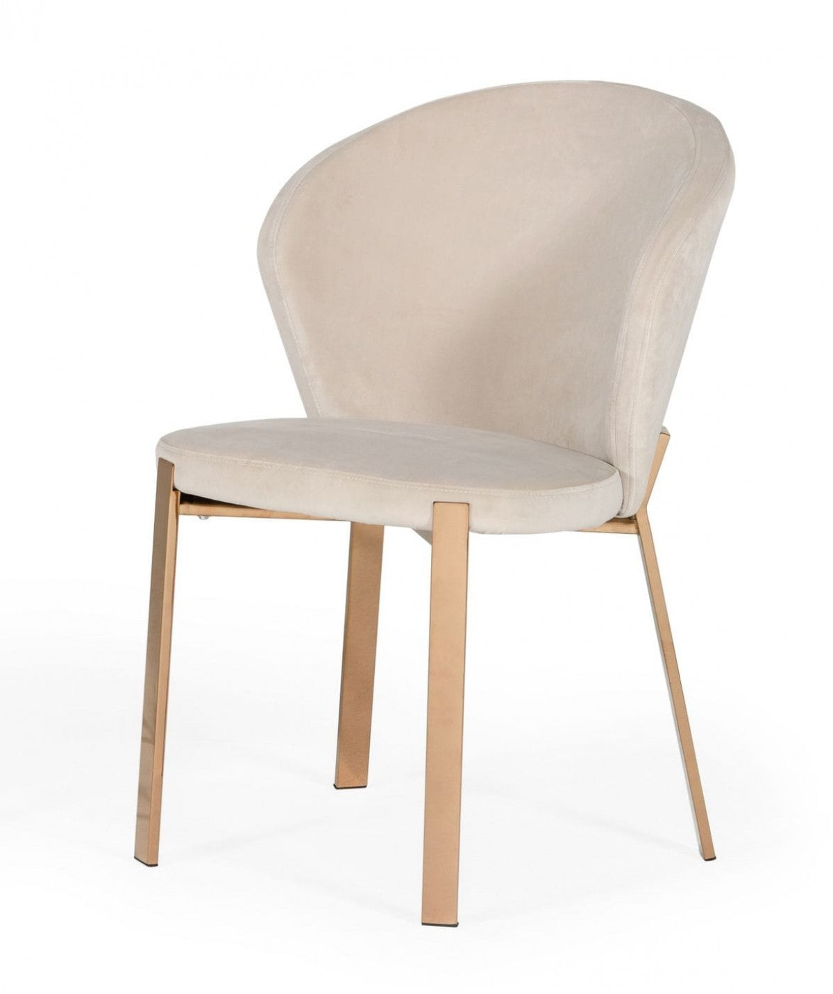 Beige Velvet Rosegold Dining Chair By Homeroots | Dining Chairs | Modishstore - 2