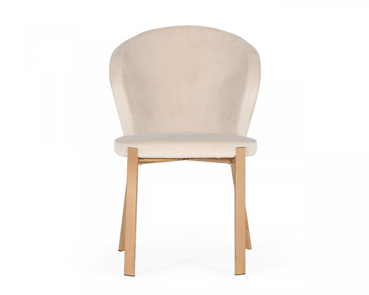 Beige Velvet Rosegold Dining Chair By Homeroots | Dining Chairs | Modishstore - 3