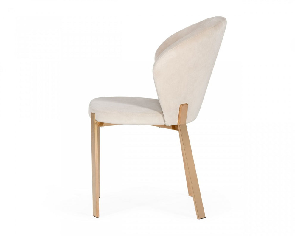 Beige Velvet Rosegold Dining Chair By Homeroots | Dining Chairs | Modishstore - 4